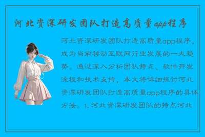 河北資深研發(fā)團(tuán)隊打造高質(zhì)量app程序